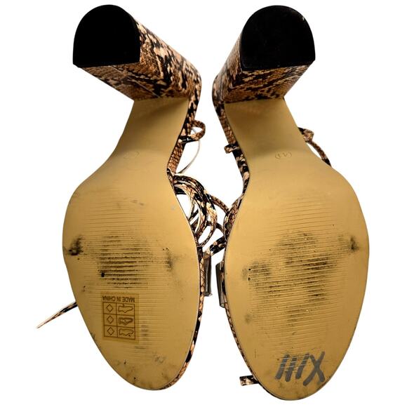 Women's 8 Snake Skin Print Leg Wrap Sandals 4 Inch High Heel Shoes - Picture 7 of 8